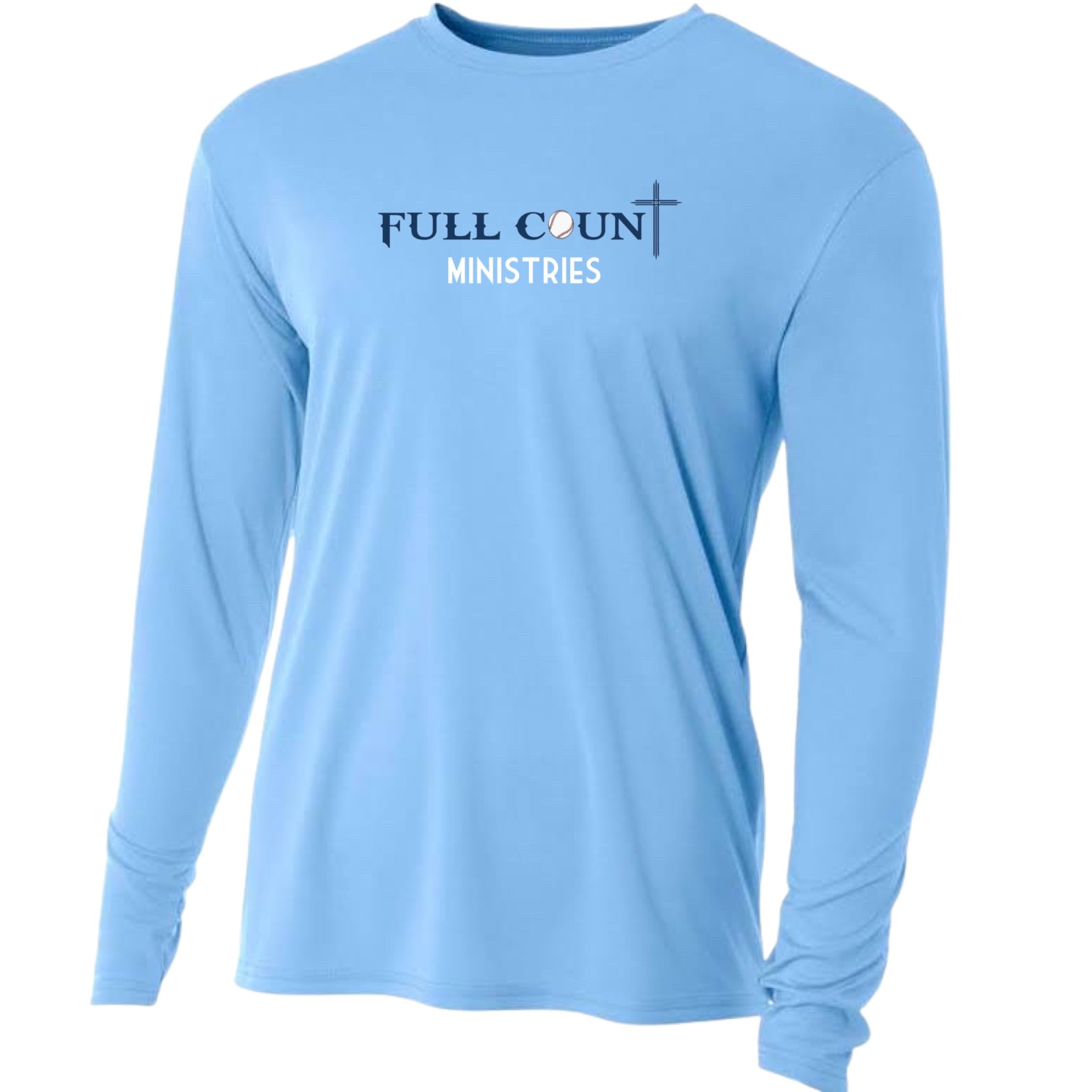 Full Count Ministries Long Sleeve Dri Fit T Shirt Baby Blue